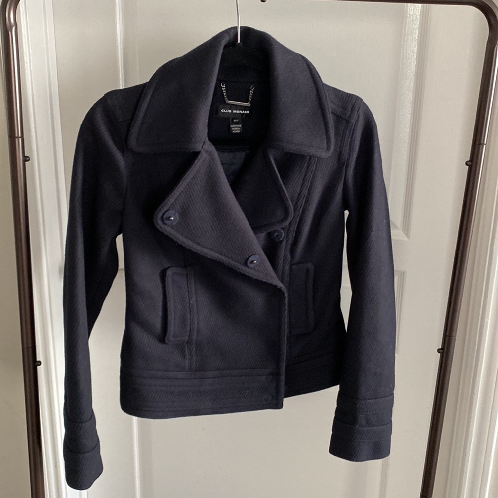 Club Monaco Wool Navy Coat Size XS